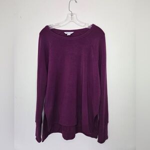 Athleta Purple Luxe Sweatshirt Medium | Tencel Blend Side Slit Pullover Top